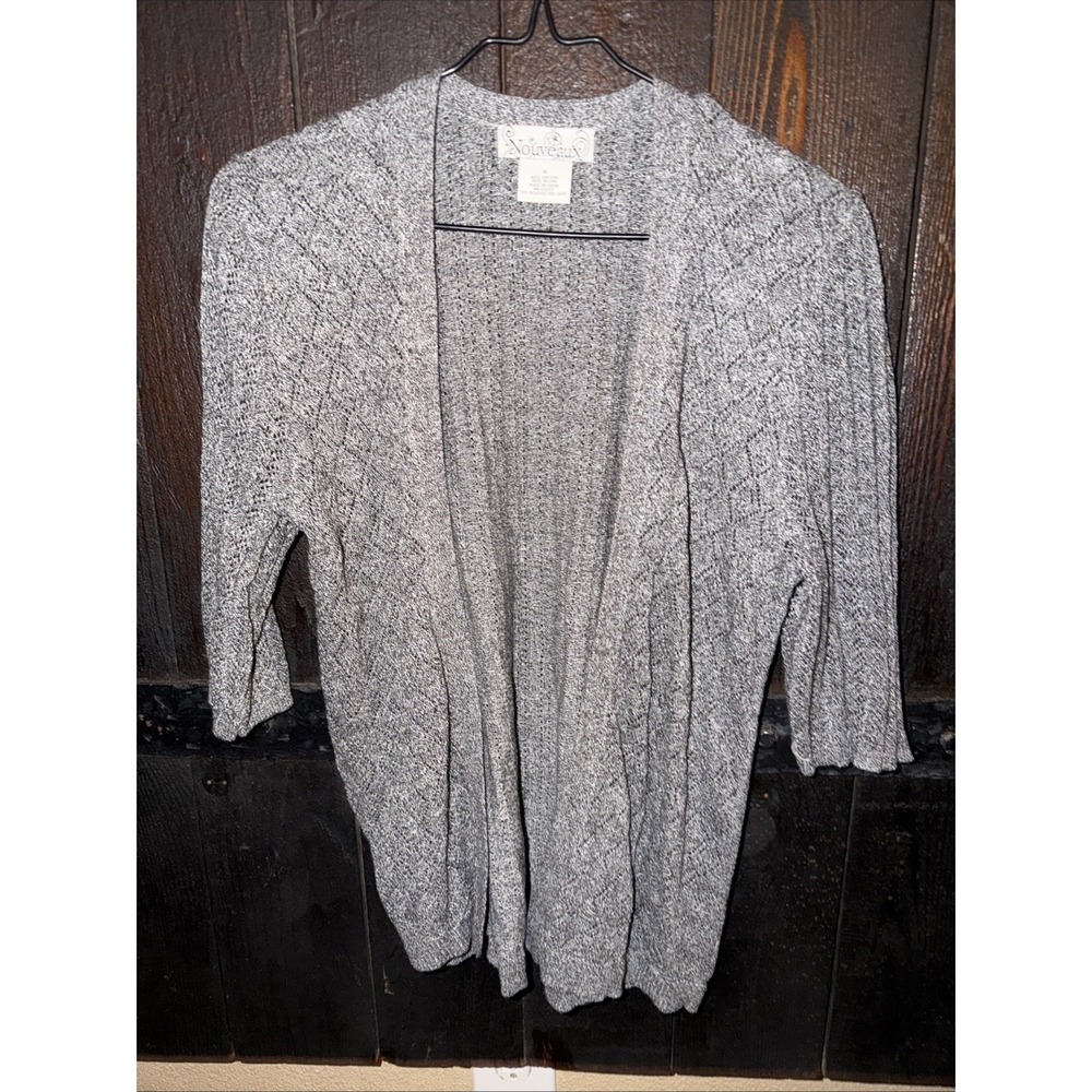 Nouveaux Women's Size Small Open Front Cardigan 3/4 Sleeve Cotton Career Casual
